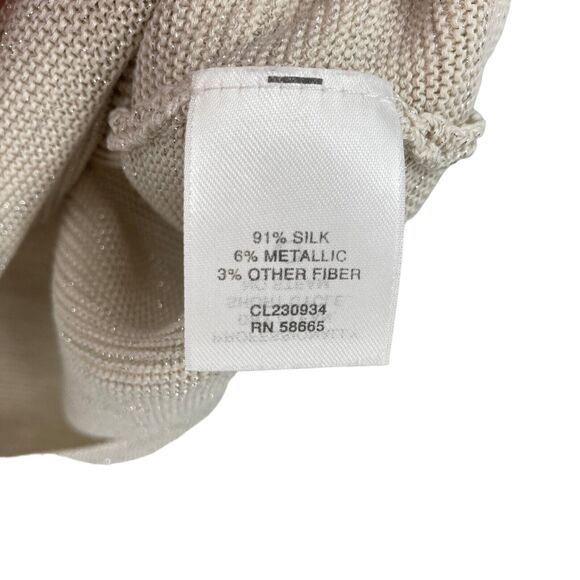 Classiques Entier Cardigan Sweater Womens Small Beige Silk Sleeveless Tie Front - Picture 9 of 14